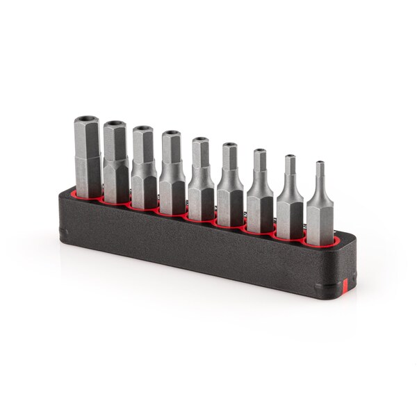 1/4 Inch Metric Security Hex Bit Set With Rail, 9-Piece (2-6 Mm)